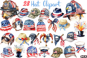 Hat 4th of July Clipart PNG Bundle, an Illustration by DreamCafeArt