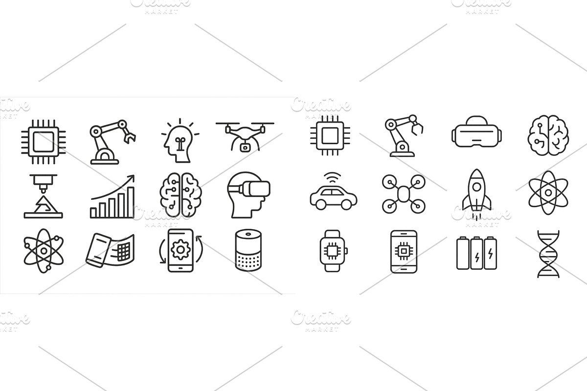 Collection of technology icons, a Technology Illustration by ZinetroN