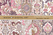 Batik Style Floral Digital Papers, a Pattern Graphic by Maishop (Thumbnail 1 of 4)
