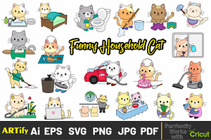 Funny Household Kawaii Cat Clipart