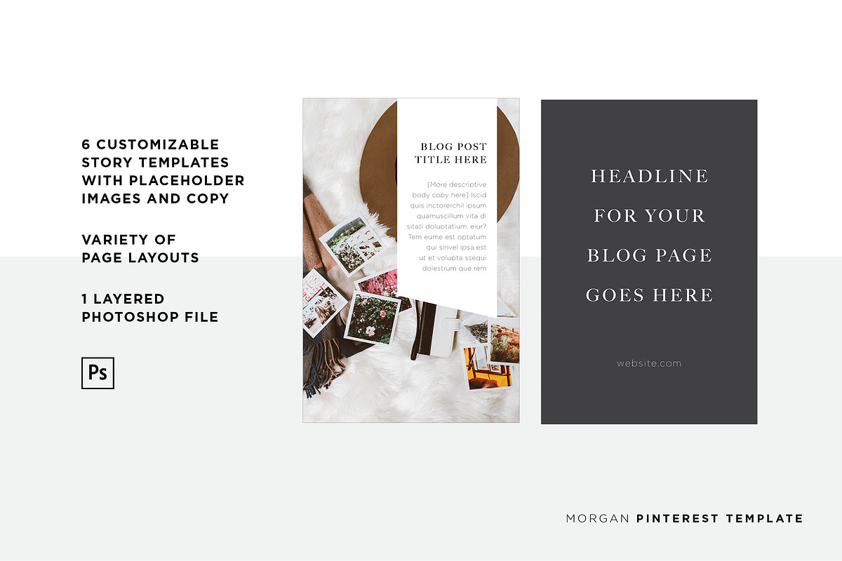 Morgan Pinterest Template (PSD), a Social Media Template by Christie Evenson (Photo 2 of 5)