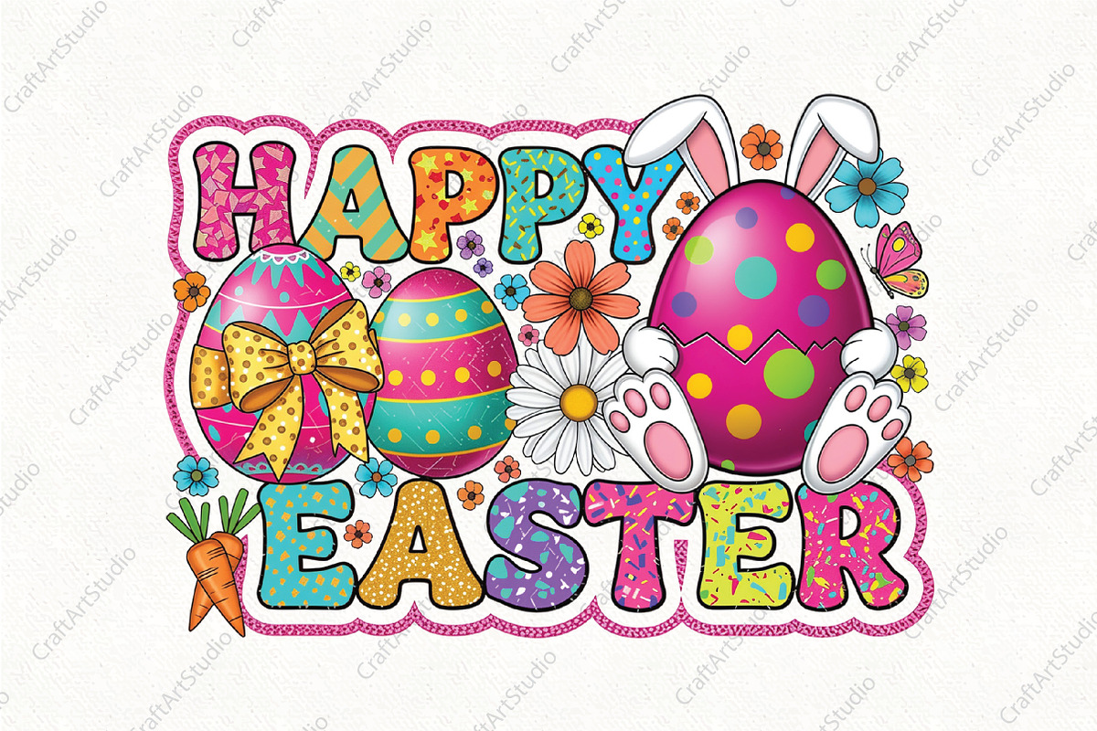 Happy Easter Png, Preppy Easter Png, an Illustration by CraftArtStudio (Photo 1 of 4)