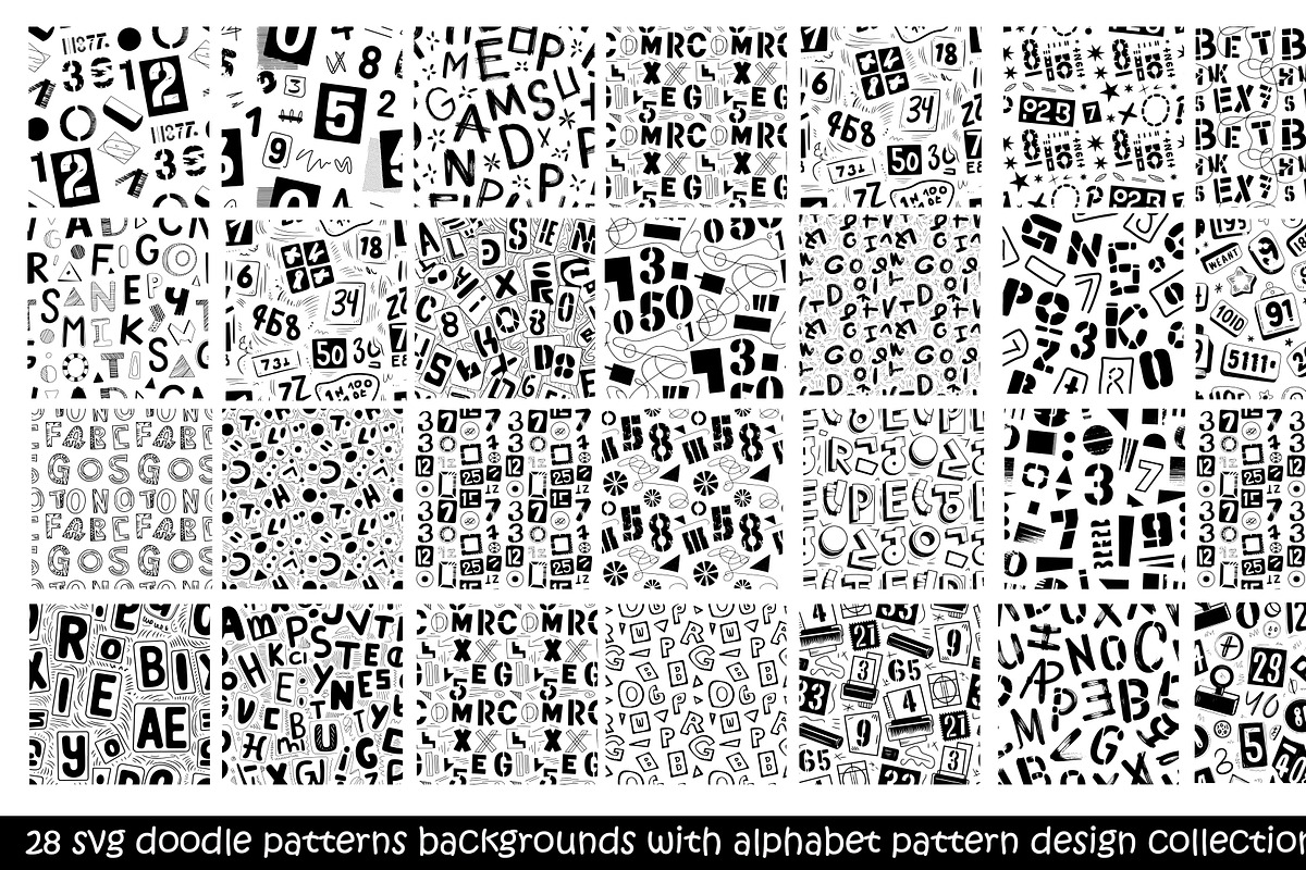 28 svg doodle patterns backgrounds, a Pattern Graphic by SketchArtStudio (Photo 2 of 3)