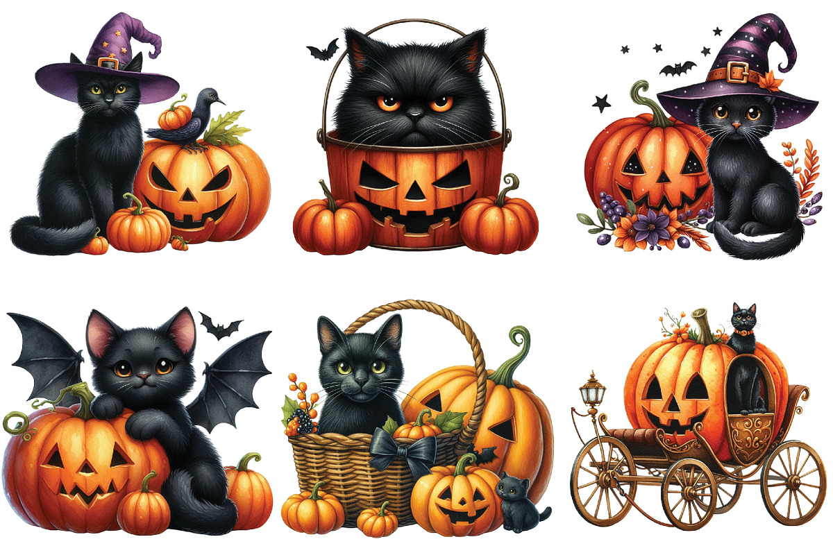 Black Cat And Pumpkin For Halloween, an Illustration by DreamArtGraphic (Photo 3 of 5)