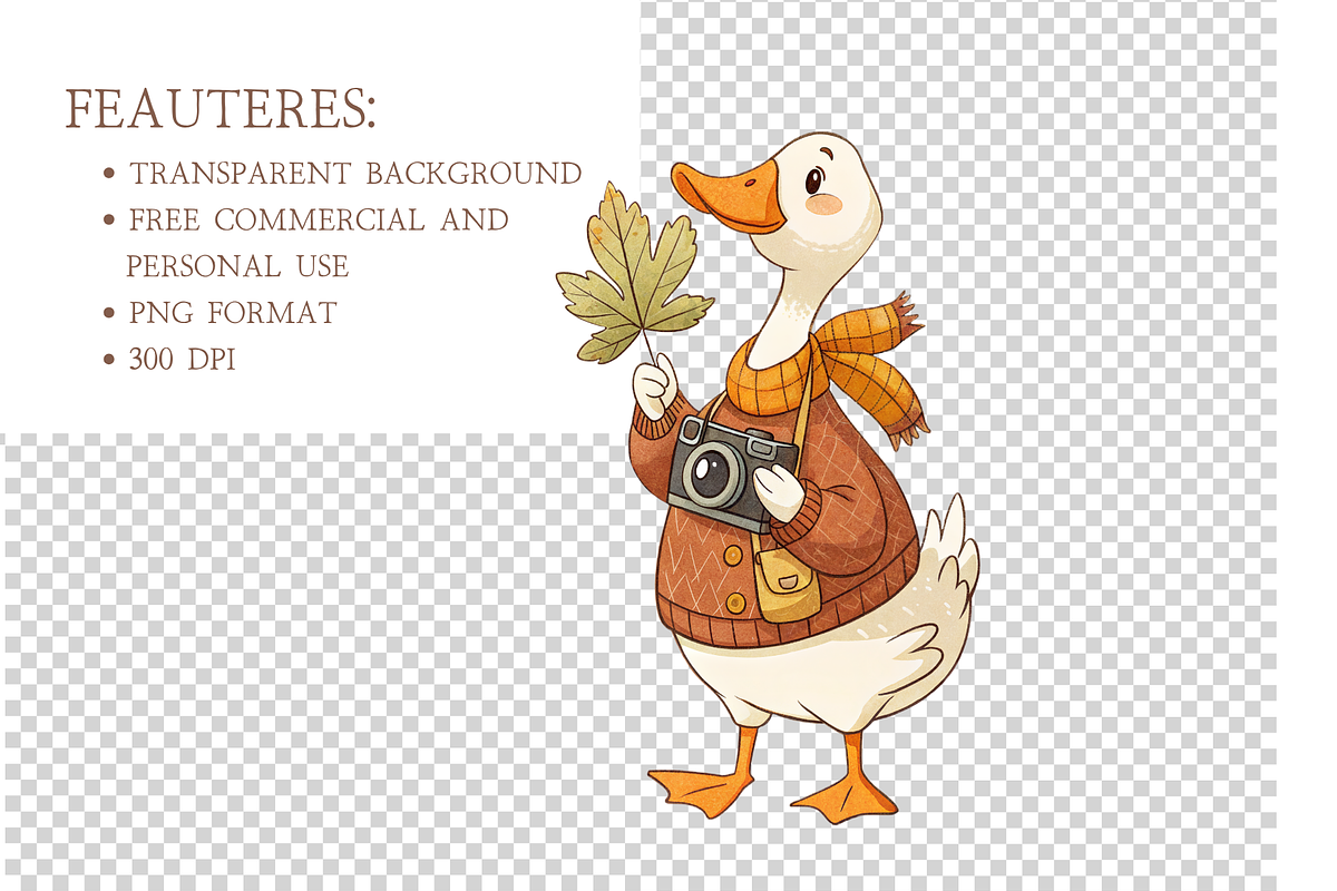 Watercolor Fall Goose Clipart, an Animal Illustration by MockupWizard (Photo 3 of 4)