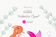 Cute watercolor goldfish clip art, an Illustration by Eomoiart (Thumbnail 3 of 4)