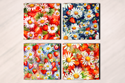 Watercolor Floral Strawberries, a Pattern Graphic by Leakedink (Thumbnail 2 of 3)