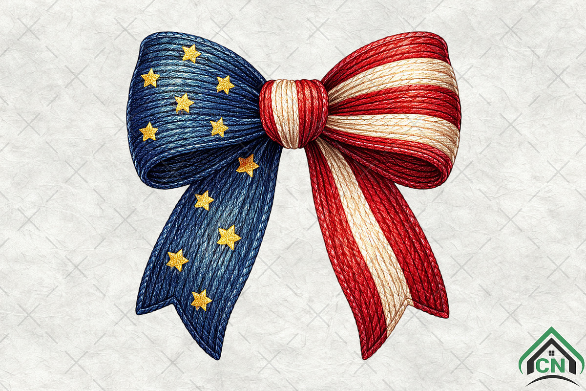 Faux Yarn Bow Patriotic American Fla, an Illustration by Craft Nest (Photo 2 of 6)