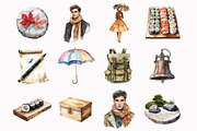 Watercolor Rainy Kyoto Clipart, an Illustration by Design Market (Thumbnail 4 of 5)