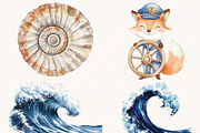 Watercolor Little Mariners Clipart, an Object Illustration by SparkyDesignsUS (Thumbnail 6 of 9)