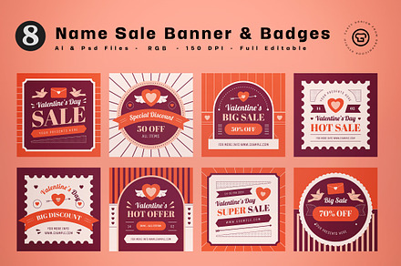 Valentine Sale Banner, an UI Kit Template by graphicook
