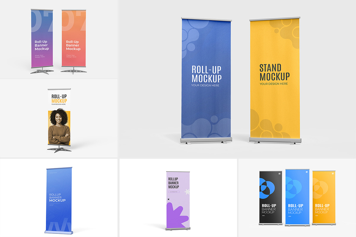 Roll-Up Banner Display Mockup Bundle, an Advertising Mockup by graphypix (Photo 2 of 14)
