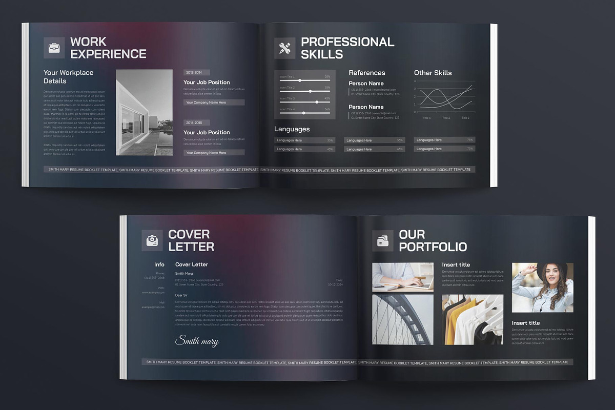 Resume Booklet Template Landscape, a Resume Template by TemplatesForest (Photo 4 of 5)