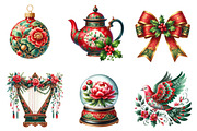 Chinoiserie Red & Green Christmas Cl, an Illustration by CreationArt (Thumbnail 5 of 6)
