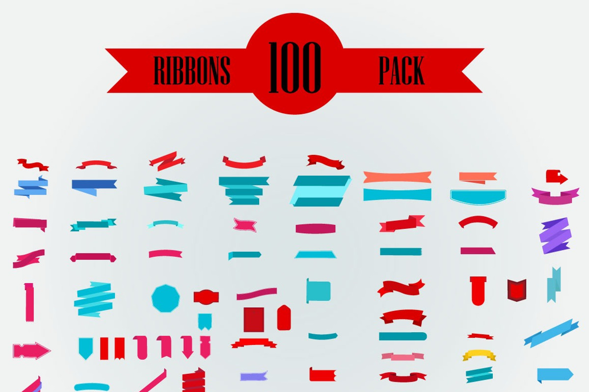 Vector 100 Ribbons Pack, an Object Graphic by GFXZ Designs (Photo 2 of 2)