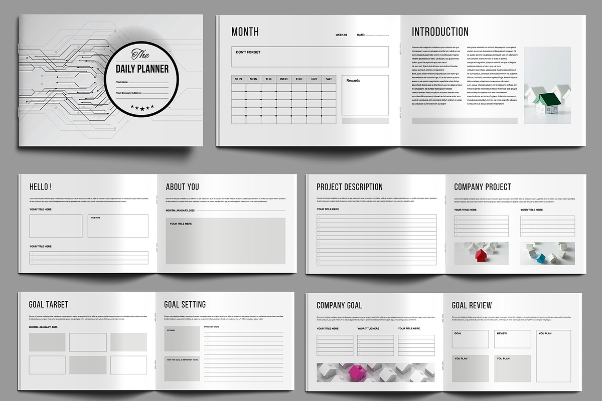 Daily Planner Template Layout, a Stationery Template by MightyDesign (Photo 1 of 6)