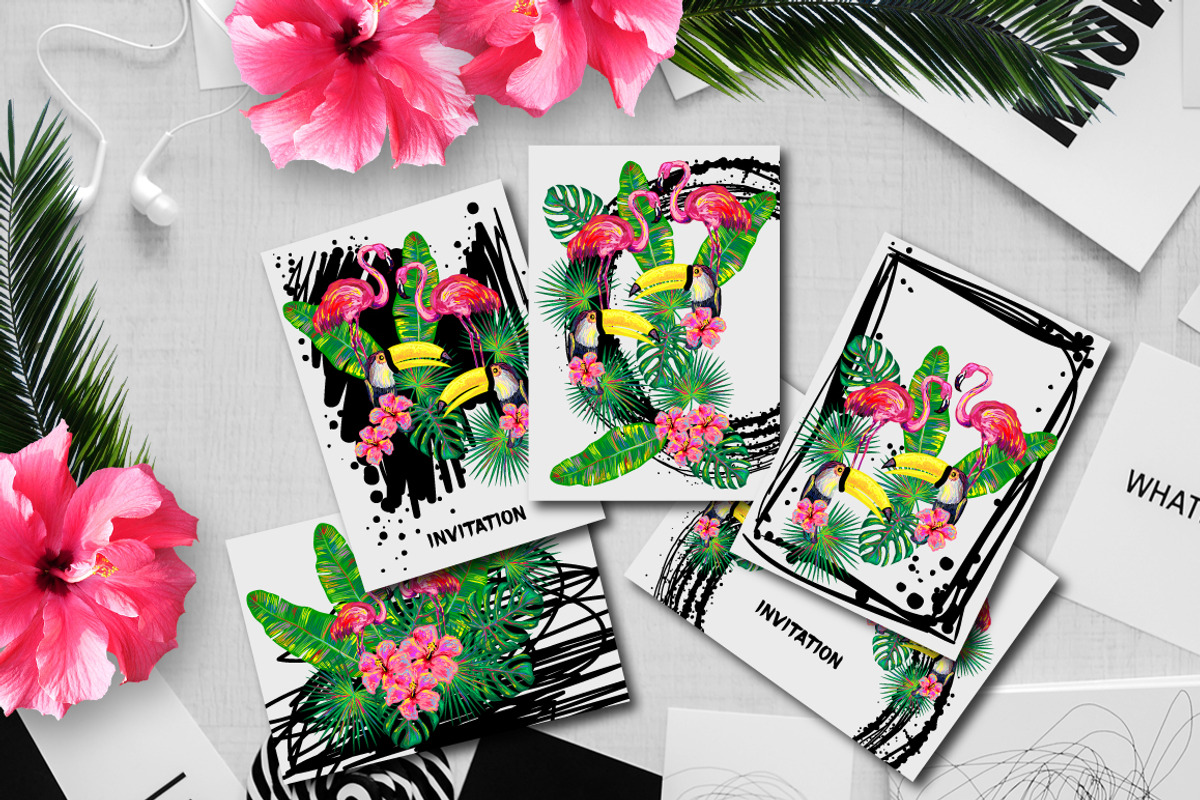 Backgrounds with tropical birds, a Background Graphic by Katya Hatsak (Photo 1 of 2)