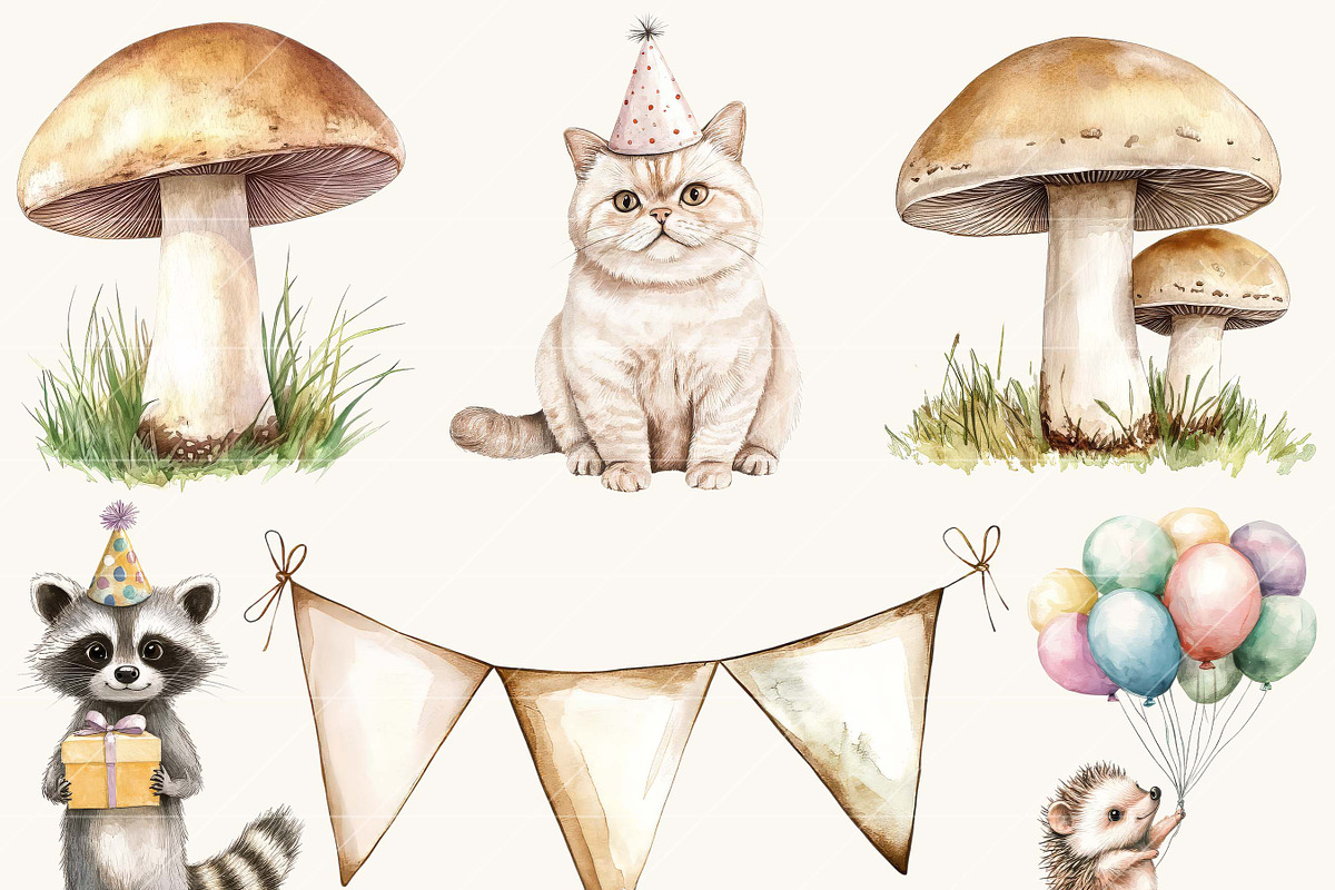 Watercolor Boho Woodland Clipart, an Animal Illustration by SparkyDesignsUS (Photo 2 of 9)