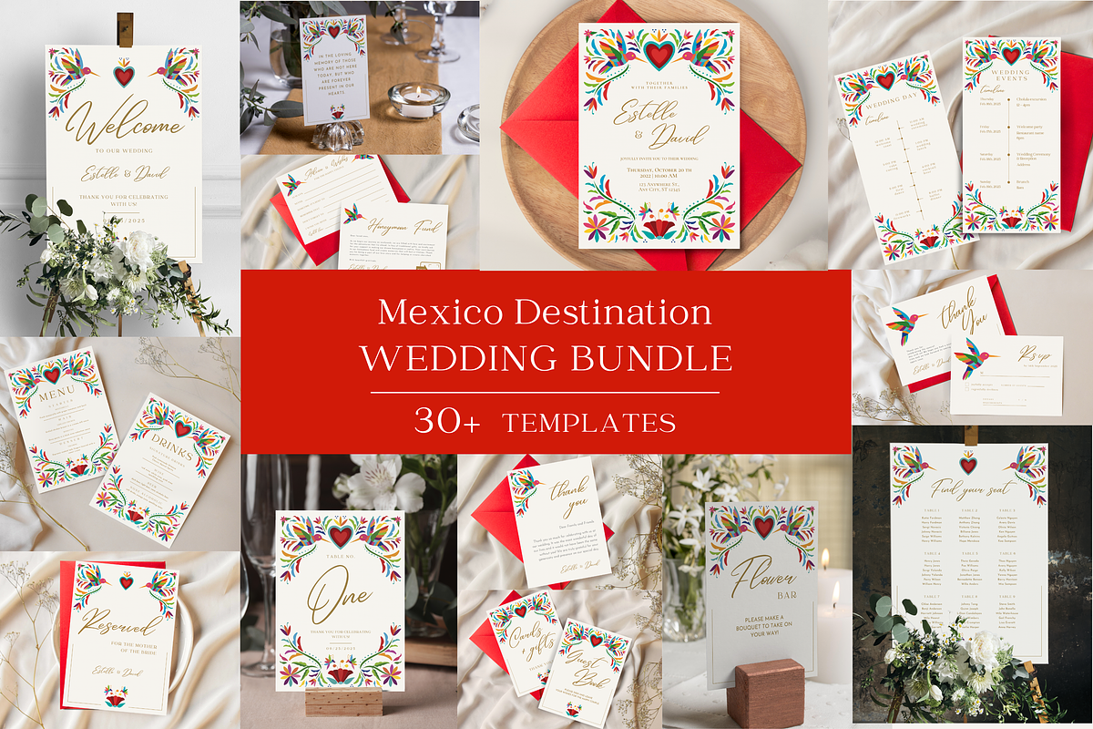 Mexico Otomi Wedding Bundle, a Templates & Theme by Akbaly (Photo 1 of 20)