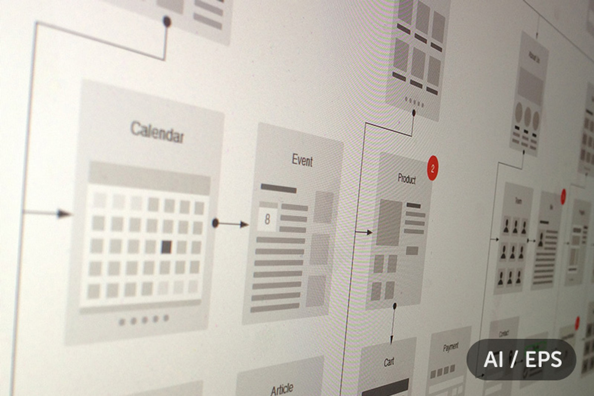 Website Flowcharts and Site Maps AI, a Mockup by UX Kits (Photo 1 of 4)