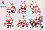 Pink Santa Watercolor Clipart Set, a Seasonal Illustration by Maysa Art (Thumbnail 2 of 6)
