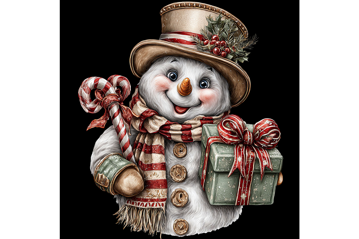 Snowman With Gift Clipart PNG, an Illustration by Memories By Lea (Photo 4 of 17)