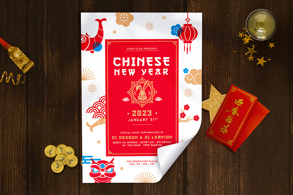 Chinese New Years Party Flyer 2023, a Flyer Template by Totem Design Studio (Photo 2 of 7)