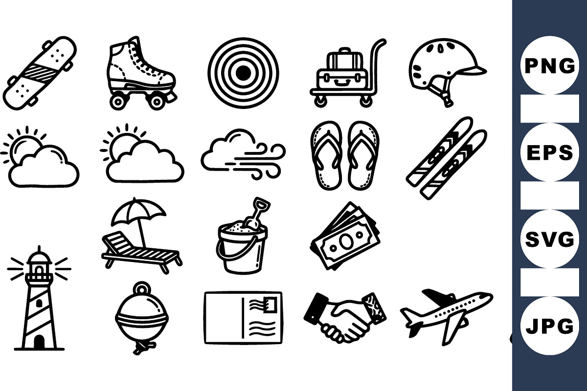 Travel Adventure Icon Set, an Illustration by designvectx (Photo 1 of 3)