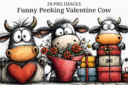 Funny Peeking Valentine Cow Clipart, an Illustration by Craft Nest (Thumbnail 1 of 11)