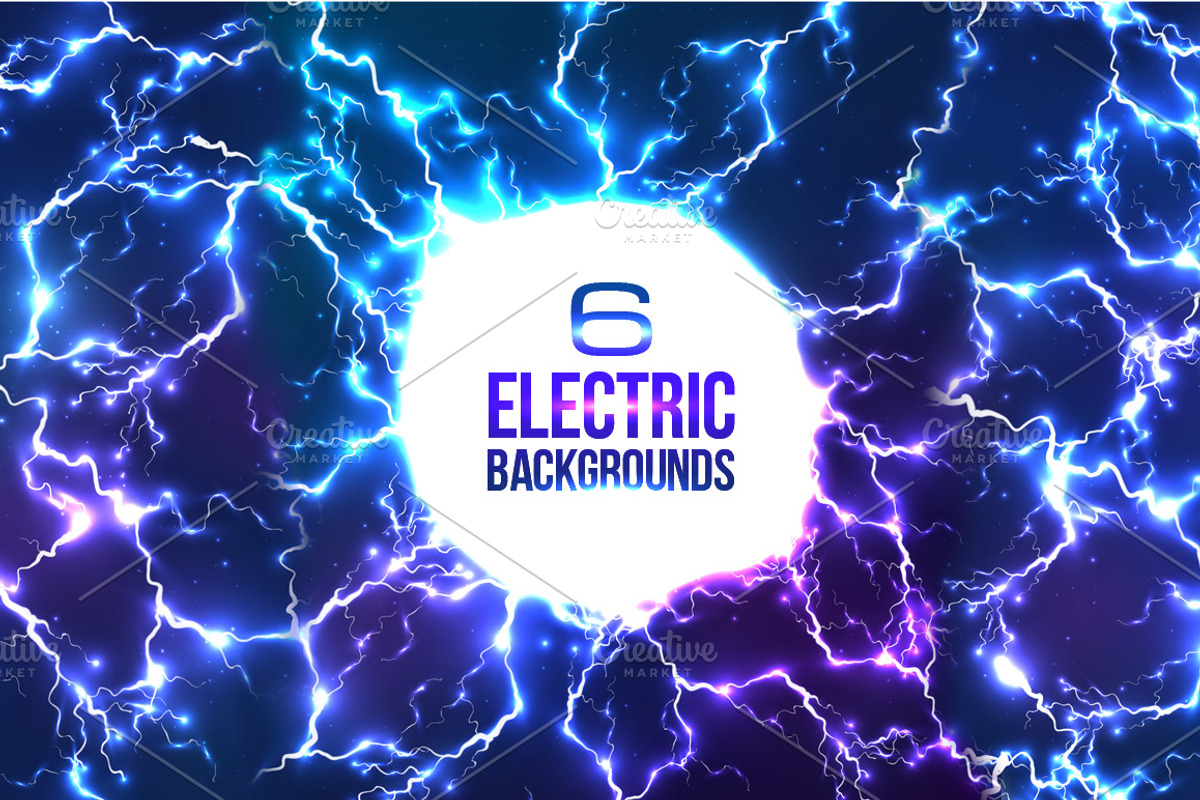 6 lightnings backgrounds (eps+jpg)