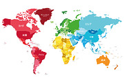 8x Colorful World Maps by Continents, an Education Illustration by asantosg (Thumbnail 7 of 8)