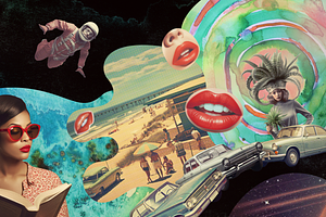 Retro Futuristic Movies Collage Kit