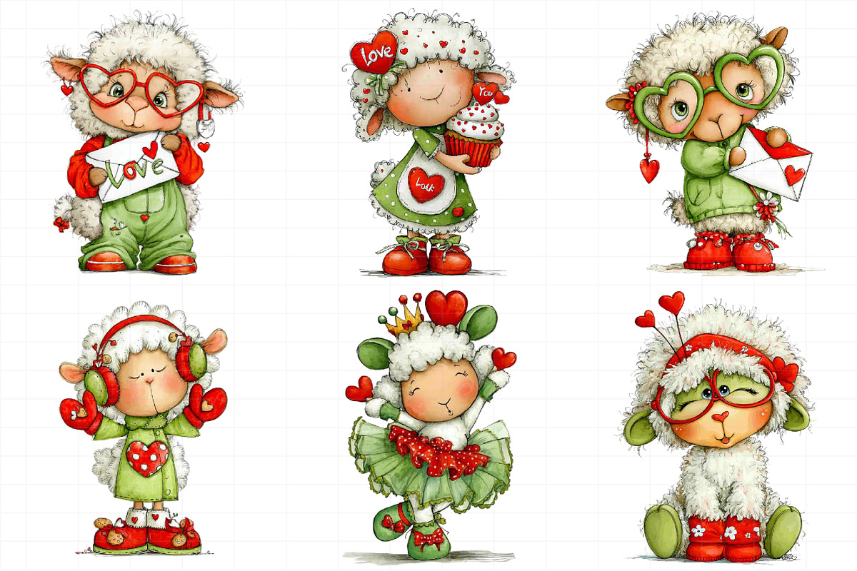 Valentines Quirky Winter Sheep Clipa, an Illustration by Daily.Designs (Photo 7 of 8)