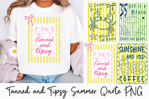 Tanned and Tipsy Summer Quote PNG, an Illustration by Libby Wishes