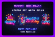Happy Birthday Neon Signs, a Decorative Illustration by Soifer Design (Thumbnail 2 of 3)