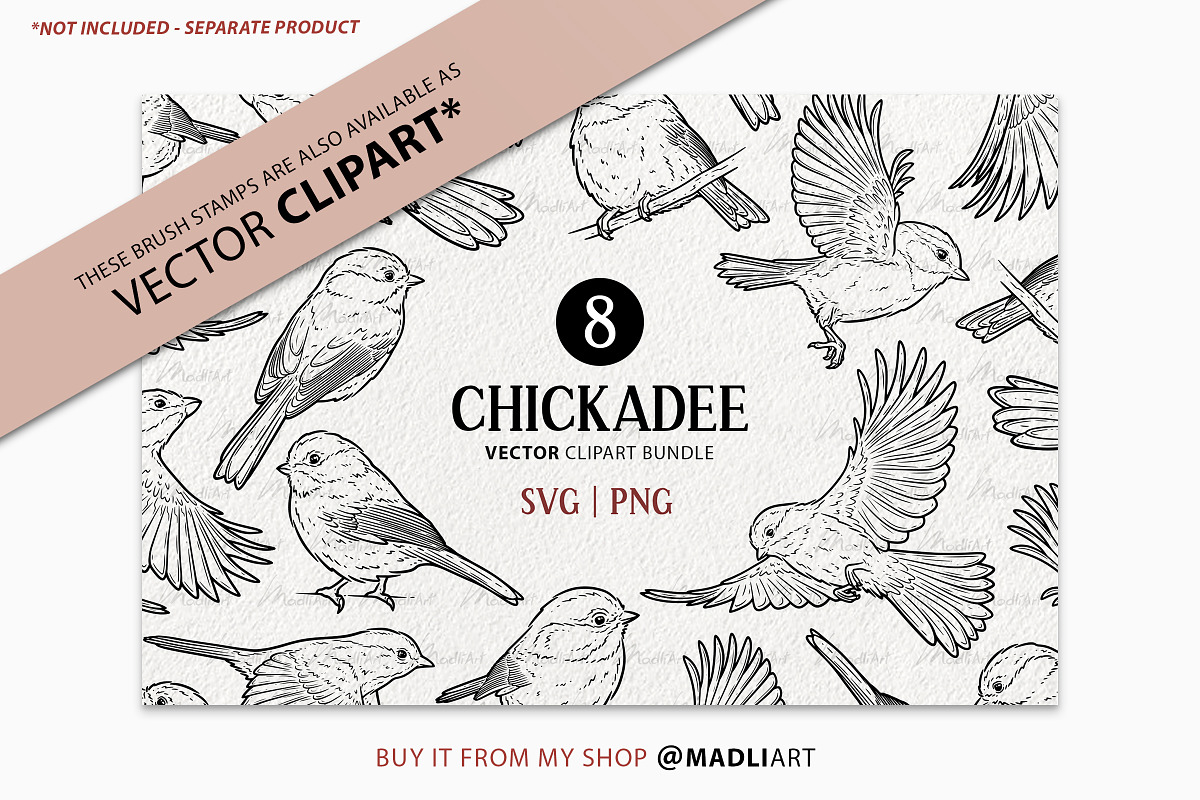 Chickadee Bird Procreate Stamps, a Shape Add-On by MadliArt (Photo 5 of 5)