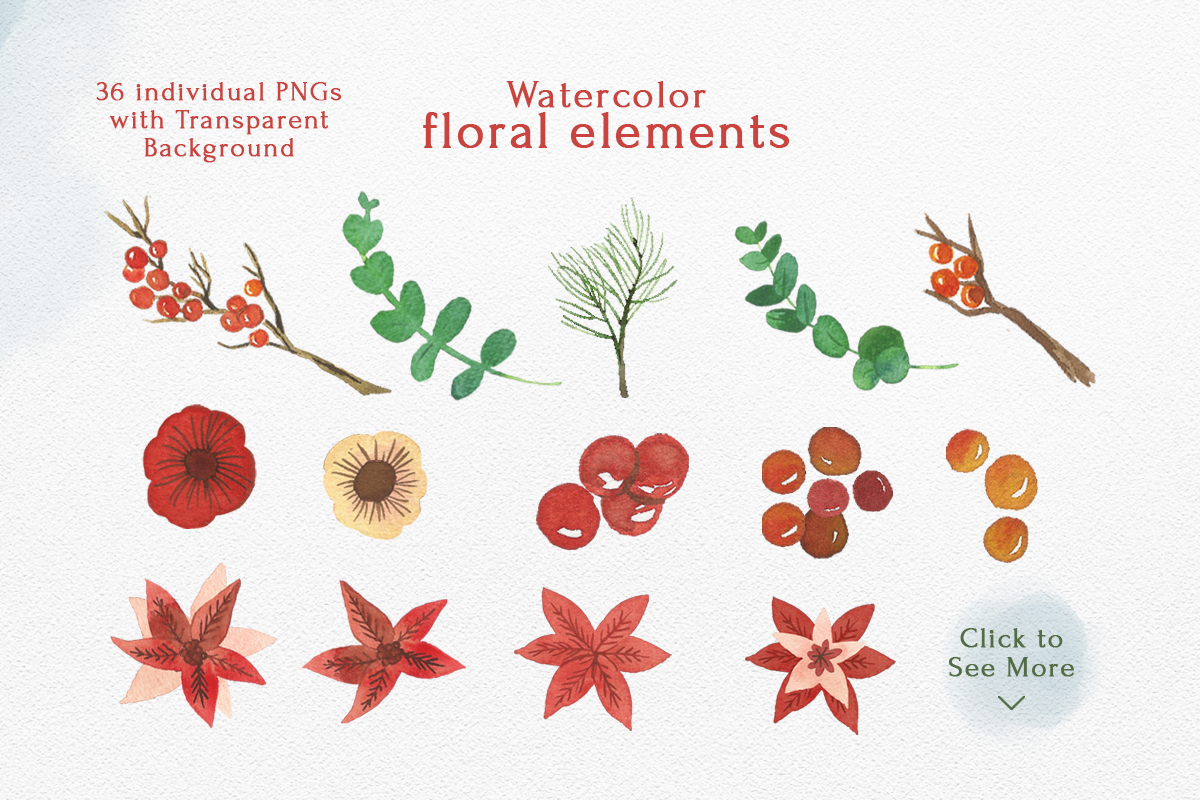 Christmas Wreath Watercolor Clipart, an Illustration by STUDIO CABINET (Photo 3 of 10)