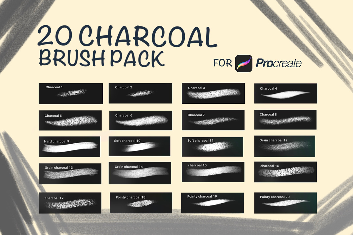 20 Realistic Charcoal Brushes Pack, a Brush Add-On by badrusblue (Photo 3 of 4)