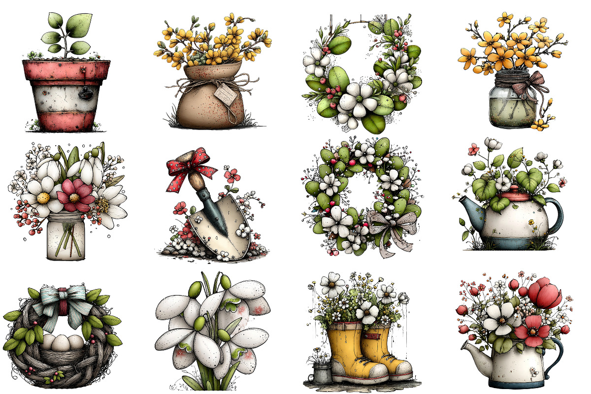 Watercolor Spring Gardening Clipart, an Illustration by Designworld (Photo 3 of 4)