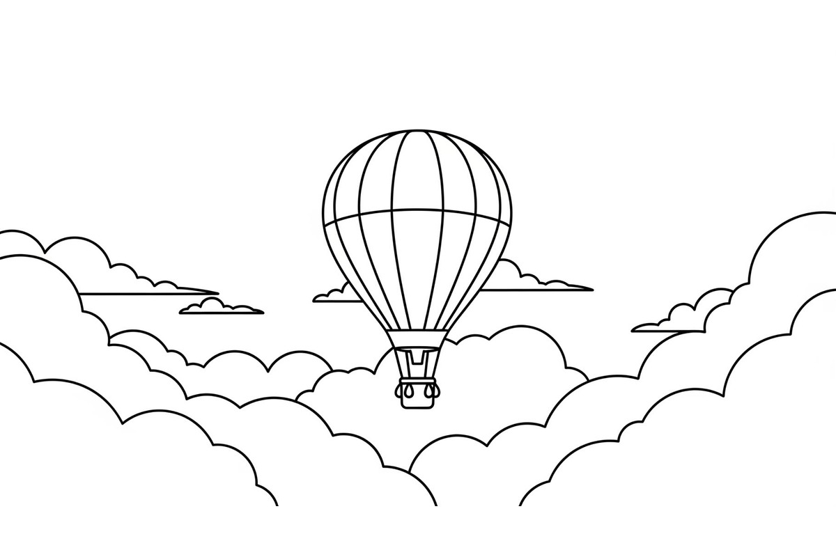 Hot Air Balloon Cloud Line Art bundl, an Illustration by Designer_Momina (Photo 9 of 51)