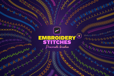 Embroidery Stitches Procreate Brush, a Brush Add-On by Andrew Skoch Design