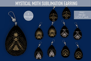 Mystical Moth Teardrop Earring, a Design Template by DysenkaArt