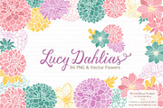 Summer Dahlia Vectors & Clipart, an Illustration by Amanda Ilkov (Thumbnail 1 of 4)