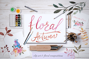 Floral Autumn. Watercolor collection