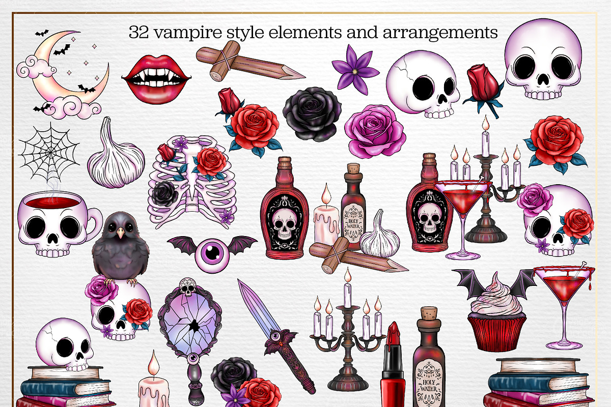 Cute Vampire Clipart creepy cute bun, an Illustration by Gaynor Carradice Designs (Photo 3 of 3)