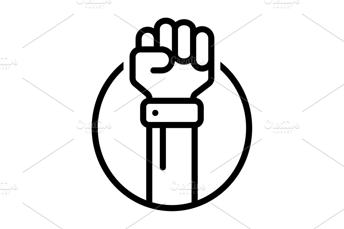 Raised justice black icon, an Outline Icon by Creative priyanka
