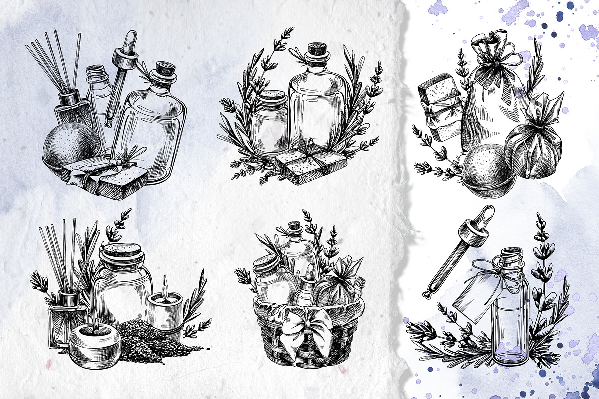 Cosmetics lavender SPA line clipart, an Illustration by NATASHA CHU (Photo 6 of 16)