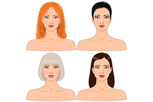 Women With Different Hairstyles.