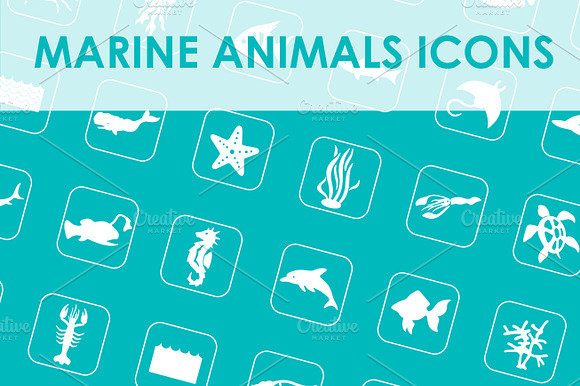 Set Of Marine Animals Simple Icons