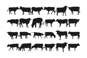 Cow Silhouette Set 1 Procreate Brush